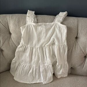 Altar’d State White Ruffled Sleeveless Top NWT